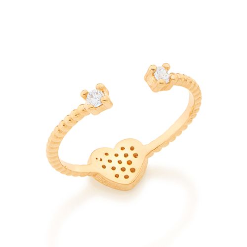 ANEL SKINNY RING BANHADA A OURO 18K CORAÇÃO