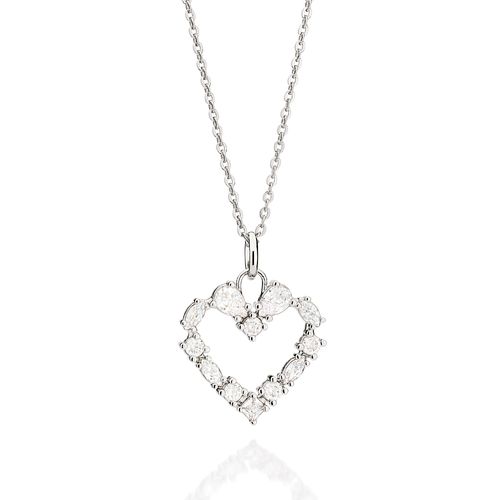 PINGENTE CORAÇÃO BANHADO A PLATINA COM ZIRCÔNIAS
