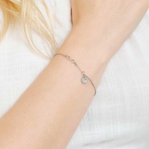 PULSEIRA INFINITO E LETRA BANHADA A PLATINA-LETRA D