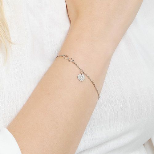 PULSEIRA INFINITO E LETRA BANHADA A PLATINA-LETRA E