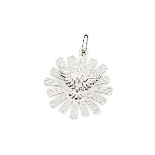 PINGENTE ESPIRÍTO SANTO BANHADO A PLATINA COM ZIRCÔNIAS