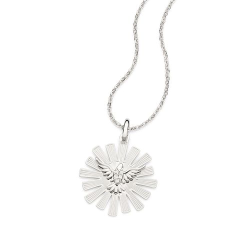 PINGENTE ESPIRÍTO SANTO BANHADO A PLATINA COM ZIRCÔNIAS