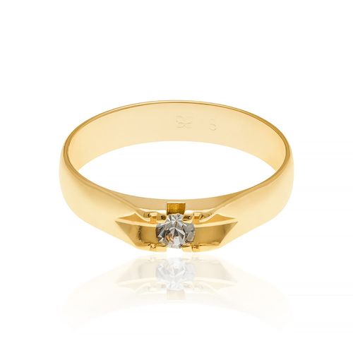ANEL SOLITÁRIO BANHADO A OURO 18K COM CRISTAL