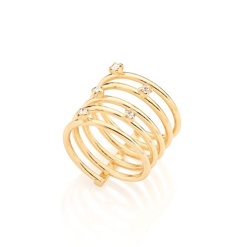 MAXI ANEL BANHADO A OURO 18K COM CRISTAIS