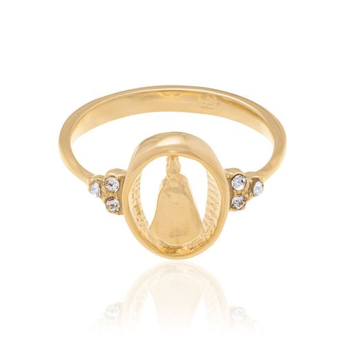 ANEL BANHADO A OURO 18K NOSSA SENHORA APARECIDA COM CRISTAIS