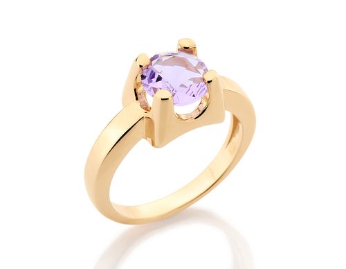 ANEL SOLITÁRIO BANHADO A OURO 18K COM CRISTAL