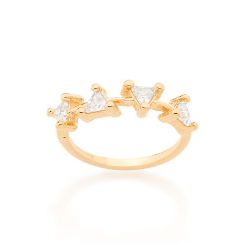 ANEL BANHADO A OURO 18K COM TRIÂNGULOS