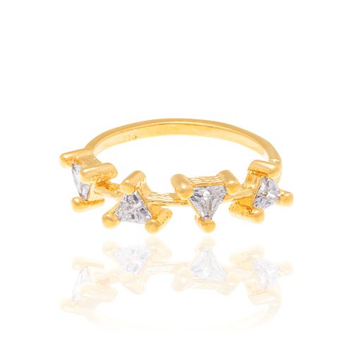 ANEL BANHADO A OURO 18K COM TRIÂNGULOS