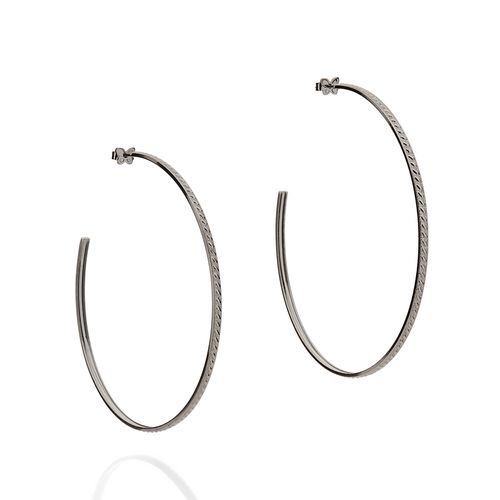 BRINCO MEIA ARGOLA BANHADO A RHODIUM NEGRO