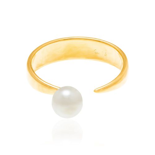 ANEL AJUSTÁVEL BANHADO A OURO 18K COM PÉROLA