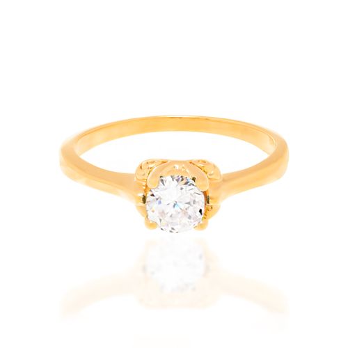 ANEL SOLITÁRIO BANHADO A OURO 18K COM ZIRCÔNIA