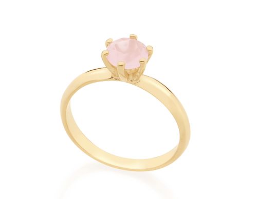 ANEL SOLITÁRIO BANHADO A OURO 18K COM CRISTAL