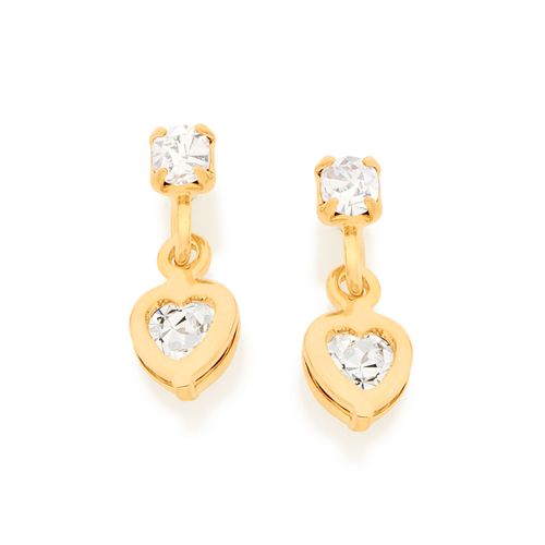 BRINCO CORAÇÃO BANHADO A OURO 18K COM ZIRCÔNIAS