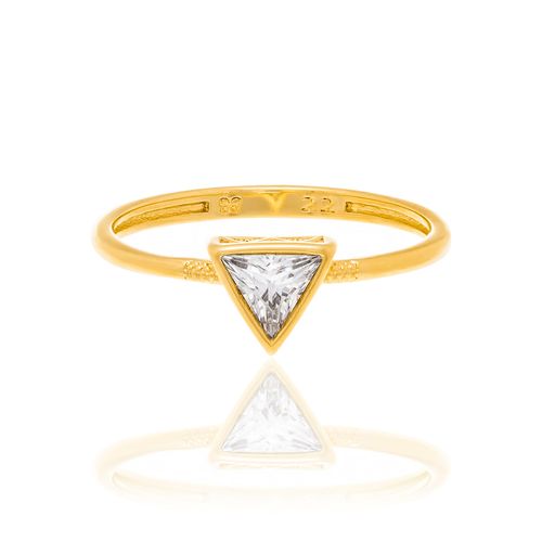 ANEL SOLITÁRIO BANHADO A OURO 18K COM ZIRCÔNIA TRIANGULAR