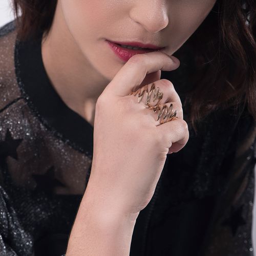 ANEL BANHADO A OURO 18K NO FORMATO DE RAIO