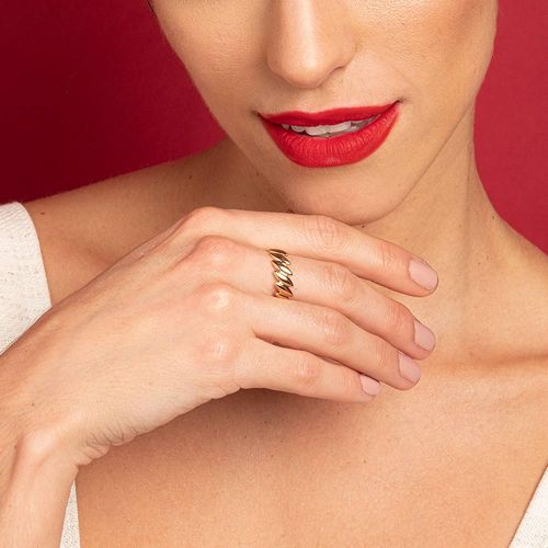 ANEL FOLHAS BANHADO A OURO 18K