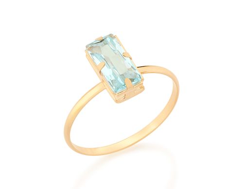 ANEL SOLITÁRIO BANHADO A OURO 18K COM CRISTAL