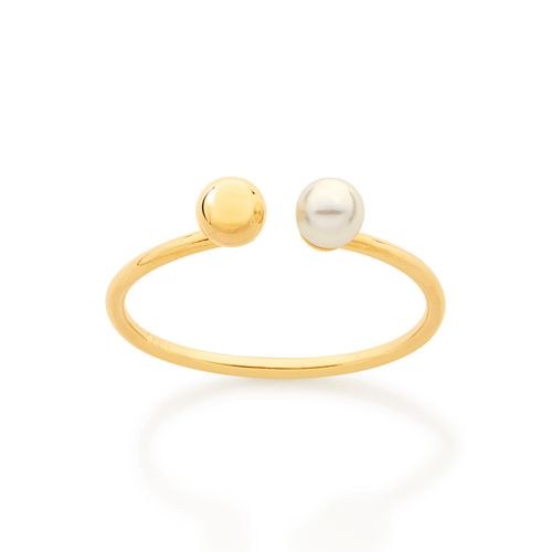 ANEL AJUSTÁVEL BANHADO A OURO 18K COM PÉROLAS