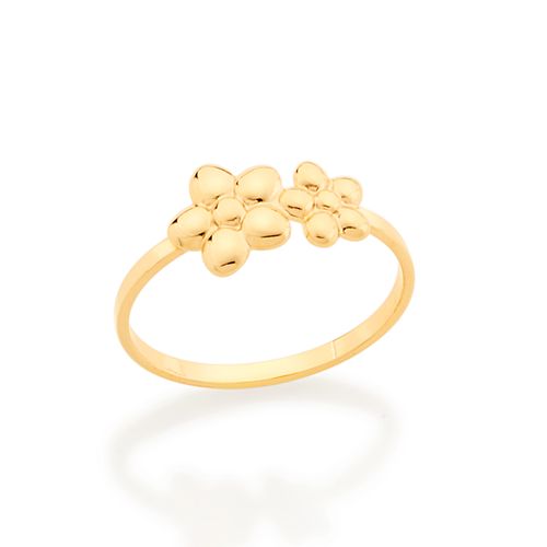 ANEL SKINNY RING FLORES BANHADO A OURO 18K