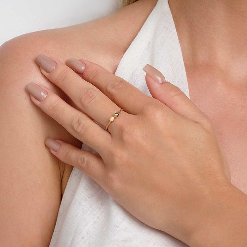 ANEL AJUSTÁVEL CORAÇÃO BANHADO A OURO 18K