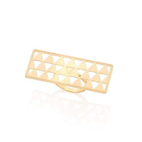 MAXI ANEL BANHADO A OURO 18K COM DETALHES DE TRIÂNGULOS