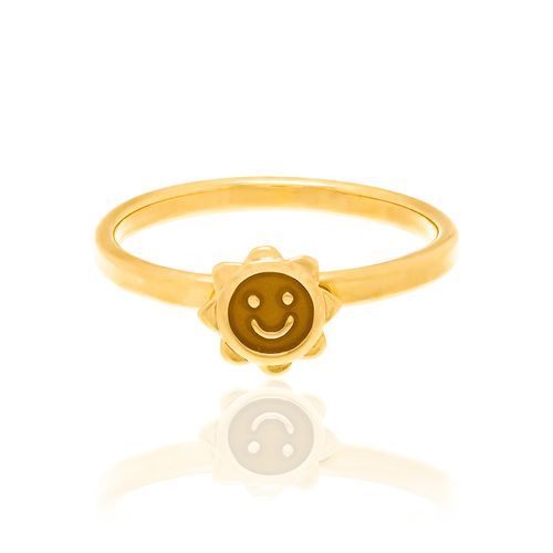 ANEL INFANTIL COM DESENHO DE SOL BANHADO A OURO 18K
