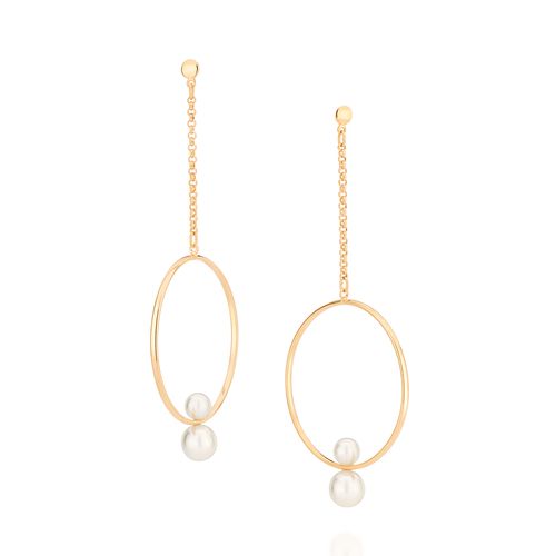 BRINCO BANHADO A OURO 18K COM PÉROLAS SINTÉTICAS