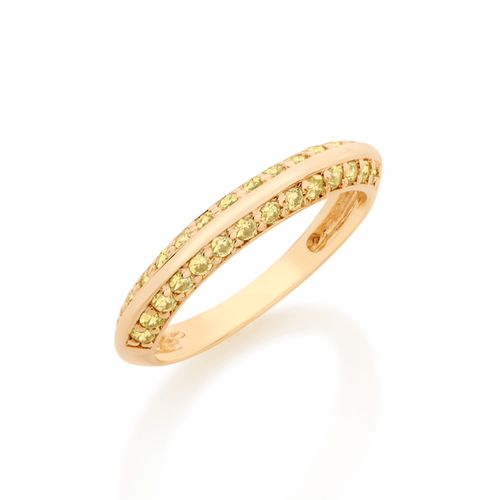 MEIA ALIANÇA BANHADA A OURO 18K CRAVEJADA POR ZIRCÔNIAS