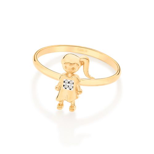 ANEL MENINA BANHADO A OURO 18K COM APLICAÇÃO DE RHODIUM