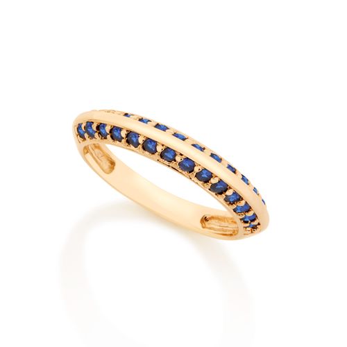 MEIA ALIANÇA BANHADA A OURO 18K CRAVEJADA POR ZIRCÔNIAS