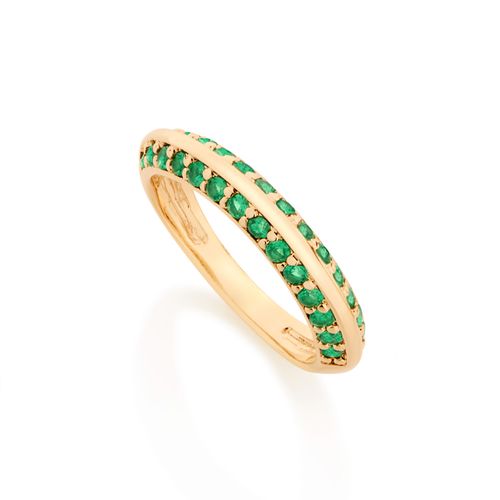 MEIA ALIANÇA BANHADA A OURO 18K CRAVEJADA POR ZIRCÔNIAS