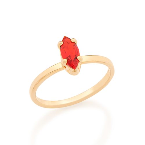 ANEL SOLITÁRIO INFANTIL BANHADO A OURO 18K COM ZIRCÔNIA NAVETE