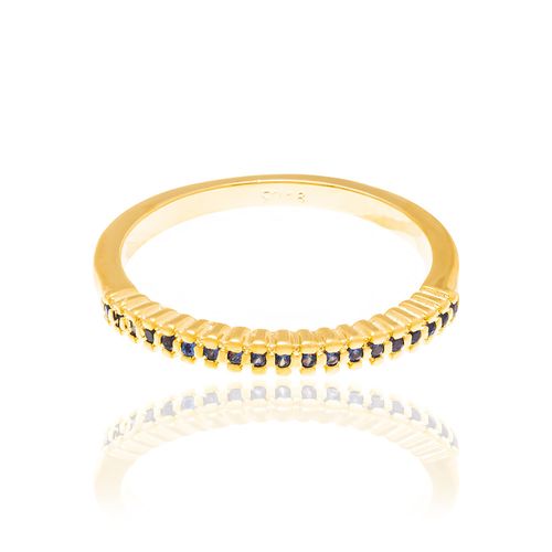 MEIA ALIANÇA BANHADA A OURO 18K COM ZIRCÔNIAS