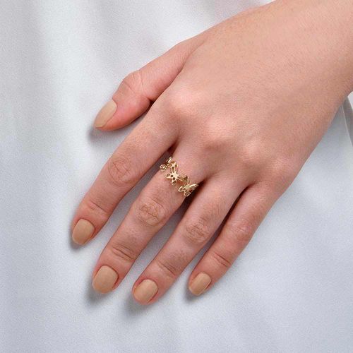 ANEL AJUSTÁVEL BORBOLETAS BANHADO A OURO 18K