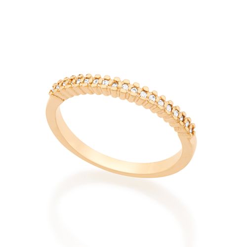 MEIA ALIANÇA BANHADA A OURO 18K COM ZIRCÔNIAS