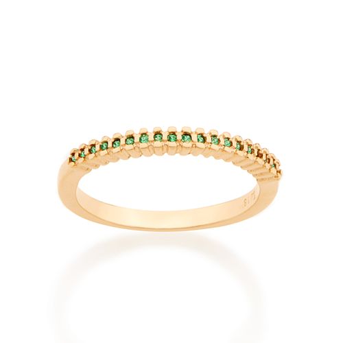 MEIA ALIANÇA BANHADA A OURO 18K COM ZIRCÔNIAS