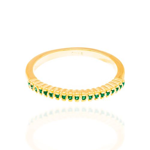 MEIA ALIANÇA BANHADA A OURO 18K COM ZIRCÔNIAS