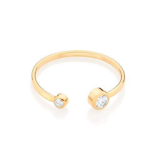 ANEL AJUSTÁVEL BANHADO A OURO 18K COM ZIRCÔNIAS