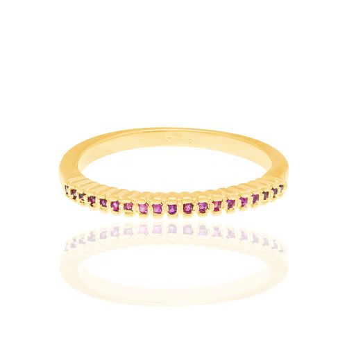 MEIA ALIANÇA BANHADA A OURO 18K COM ZIRCÔNIAS