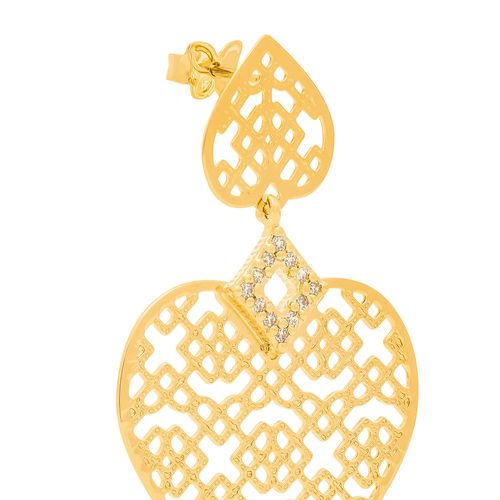 BRINCO BANHADO A OURO 18K CORAÇÃO COM ZIRCÔNIAS