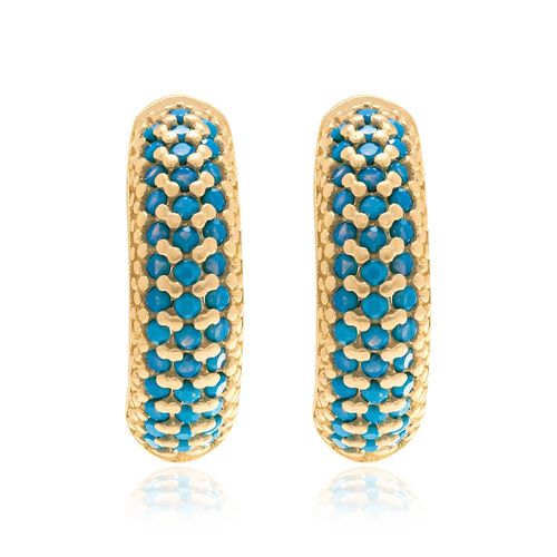 BRINCO BANHADO A OURO 18K MEIA ARGOLA COM ZIRCÔNIAS