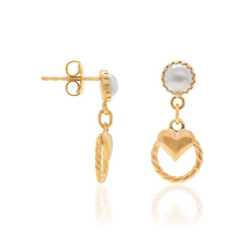 BRINCO BANHADO A OURO 18K COM PÉROLAS SINTÉTICAS