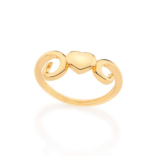 ANEL BANHADO A OURO 18K COM CORAÇÃO