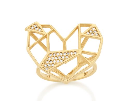 ANEL CORAÇÃO BANHADO A OURO 18K