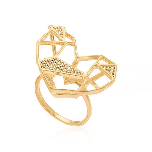 ANEL CORAÇÃO BANHADO A OURO 18K