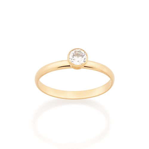ANEL SOLITÁRIO BANHADO A OURO 18K COM ZIRCÔNIA