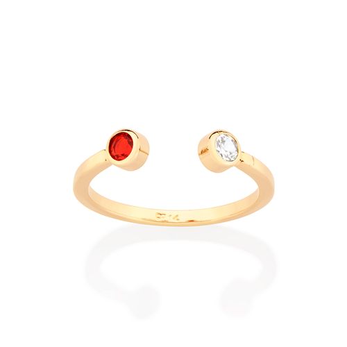 ANEL AJUSTÁVEL BANHADO A OURO 18K COM ZIRCÔNIA E CRISTAL