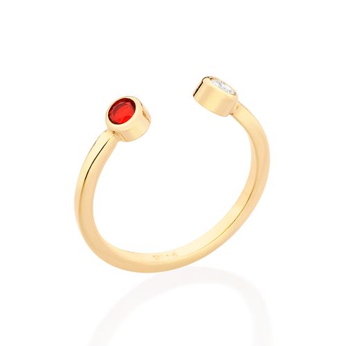 ANEL AJUSTÁVEL BANHADO A OURO 18K COM ZIRCÔNIA E CRISTAL