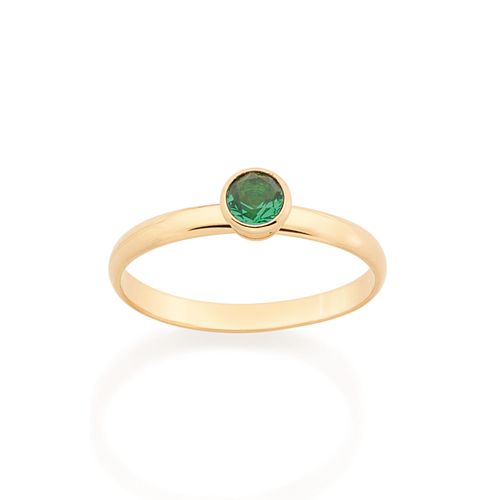 ANEL SOLITÁRIO BANHADO A OURO 18K COM ZIRCÔNIA