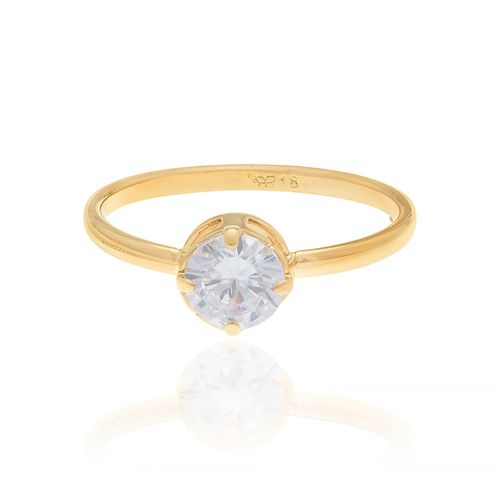 ANEL SOLITÁRIO BANHADO A OURO 18K COM ZIRCÔNIA